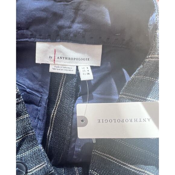 NWT Anthropologie Pinstriped Trousers High Waisted Pants Size 4 Navy Blue Women - Picture 5 of 7